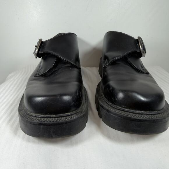 Skechers Black Leather Monk Strap Platform Loafers Chunky Lug Sole US 10 Oxford - Picture 3 of 12